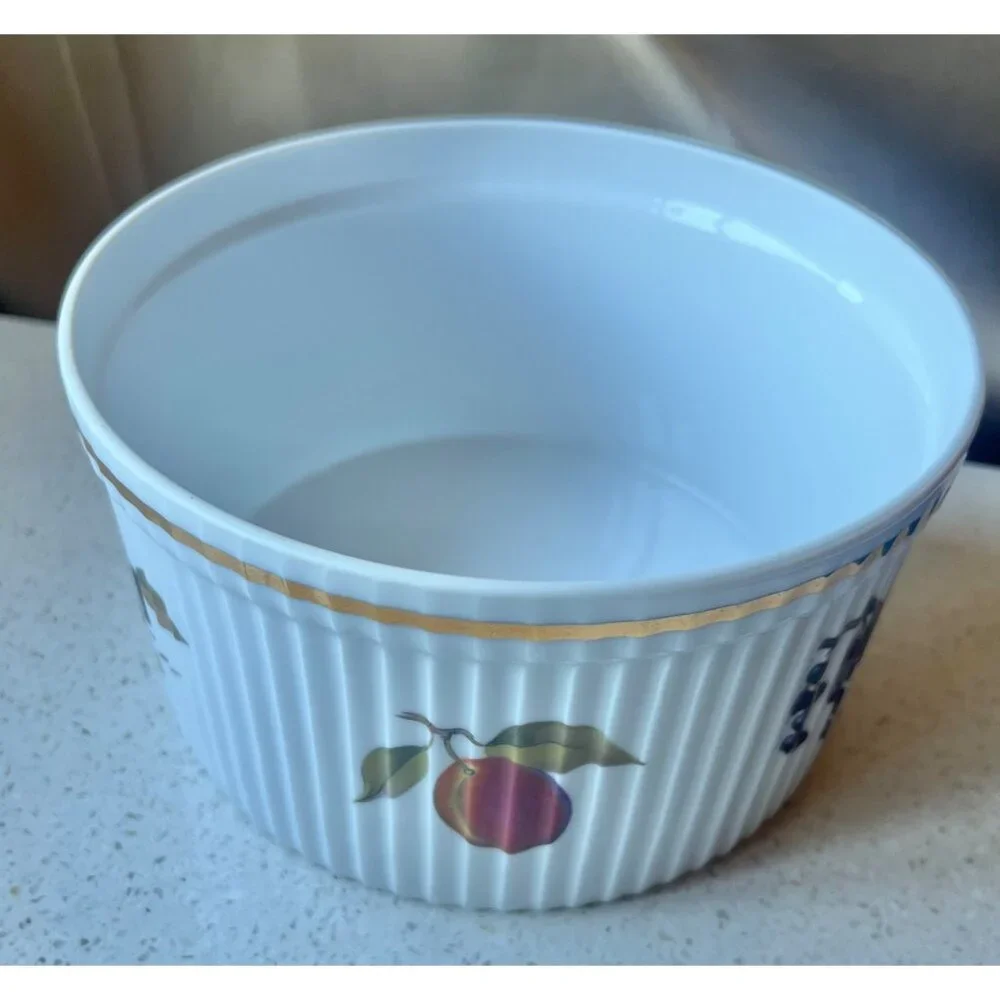 Royal Worcester Souffle Dish Fruit Motif - 6.75